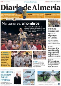 Portada de Diario de Almería 2013 08 22