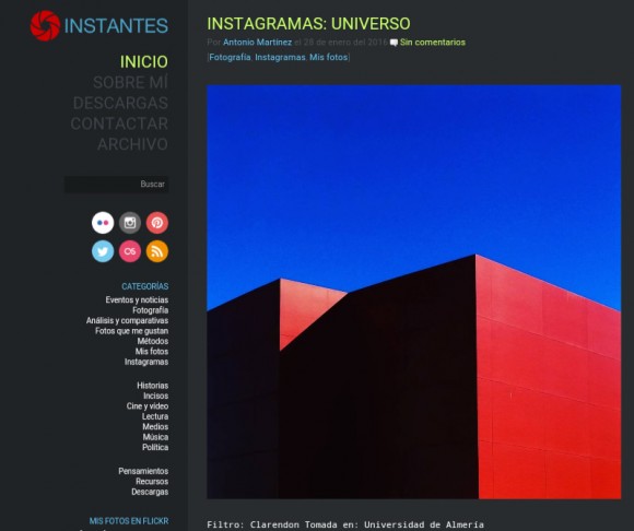 Antes del nuevo diseño Instantes.net se veía así (tema: Elinstante)