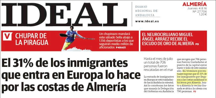 Titular de Ideal Almería de 4 de agosto 2016
